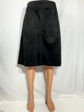 d&co. Sz XL Black Faux Suede Pockets A-Line Just Below the Knee Skirt Womens